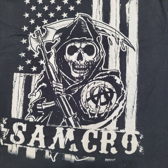 Sons-Of-Anarchy Grim-Geaper Shirt Large 21x26 Black SAMCRO - Picture 3 of 14